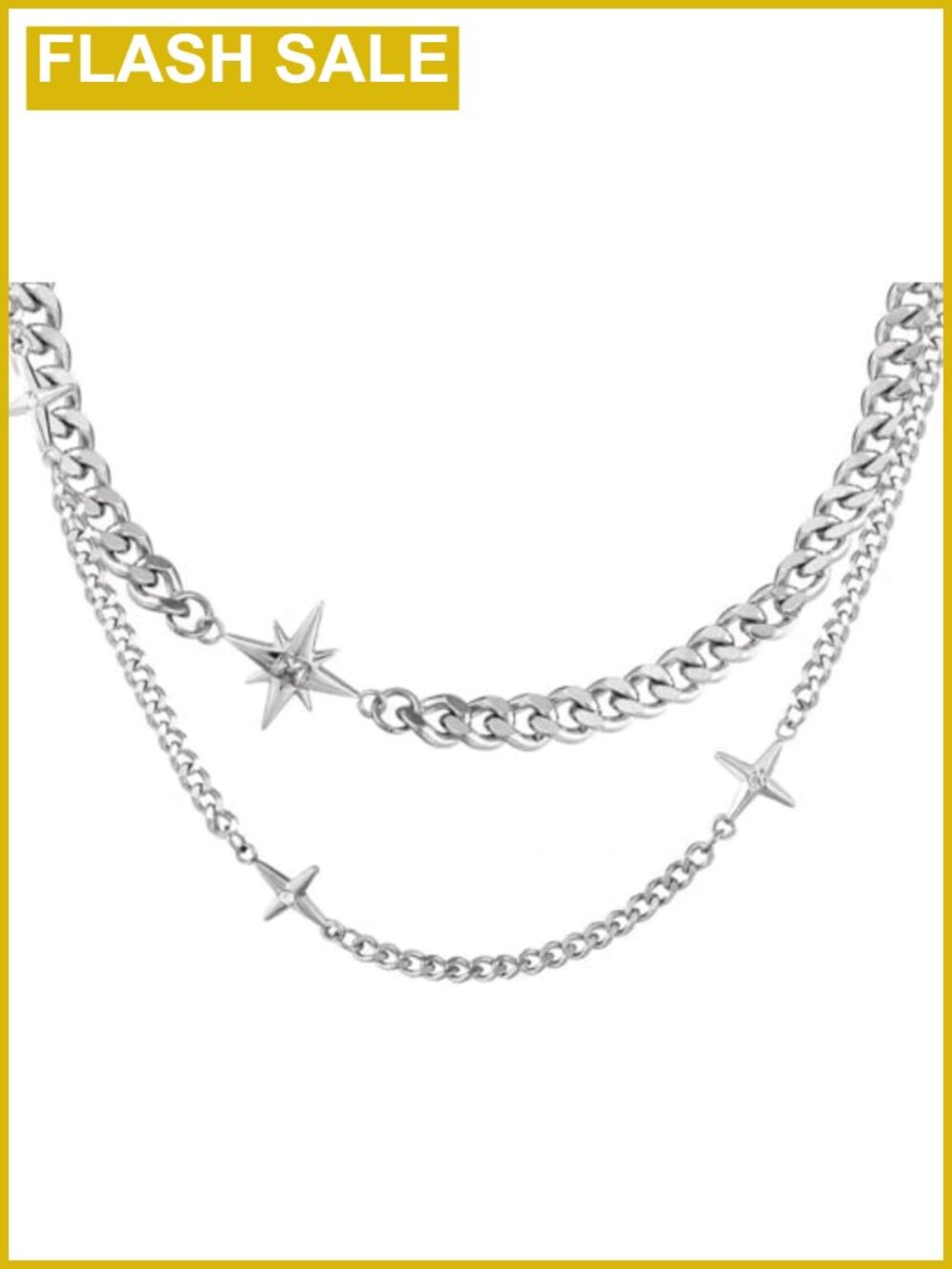 Gothic Cross Necklace Stainless Steel Figaro Cuban Link Men Women Y2K